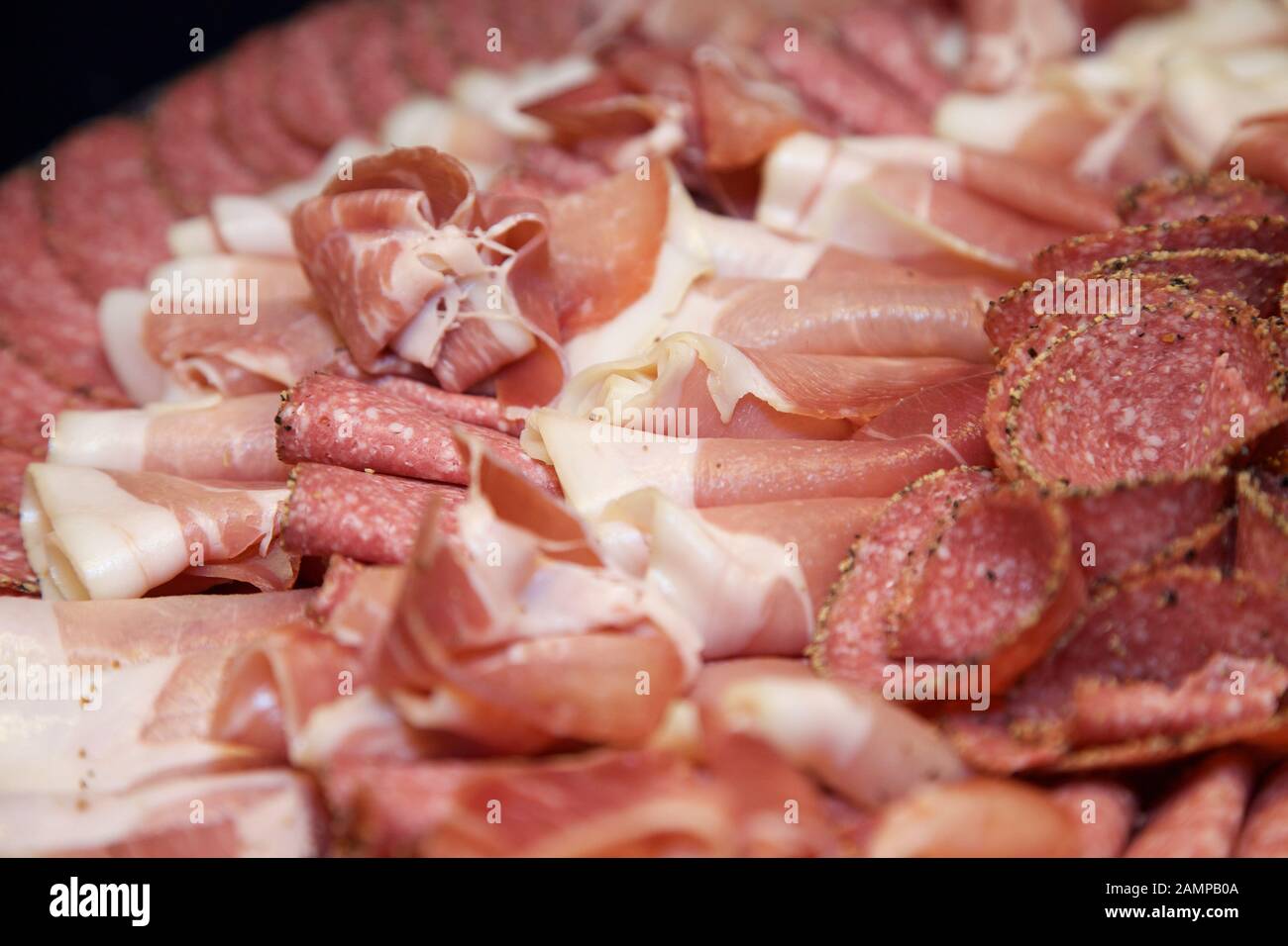Selection of cured meat cold cuts Stock Photo Alamy