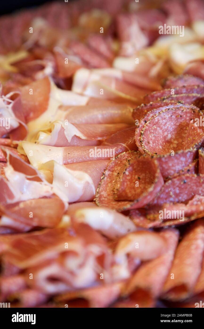 Selection of cured meat cold cuts Stock Photo Alamy