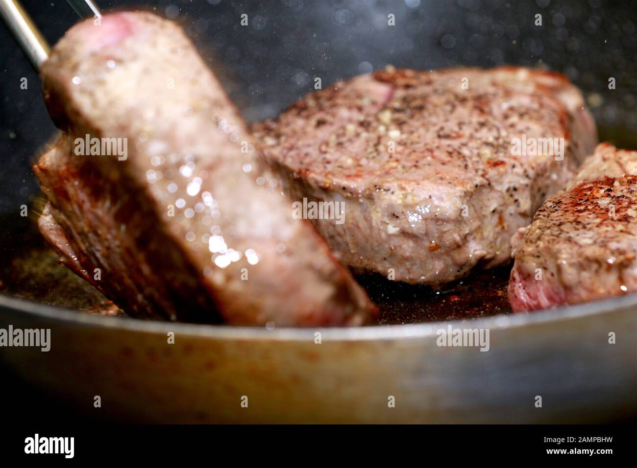 Cooking fillet beef steak Stock Photo - Alamy