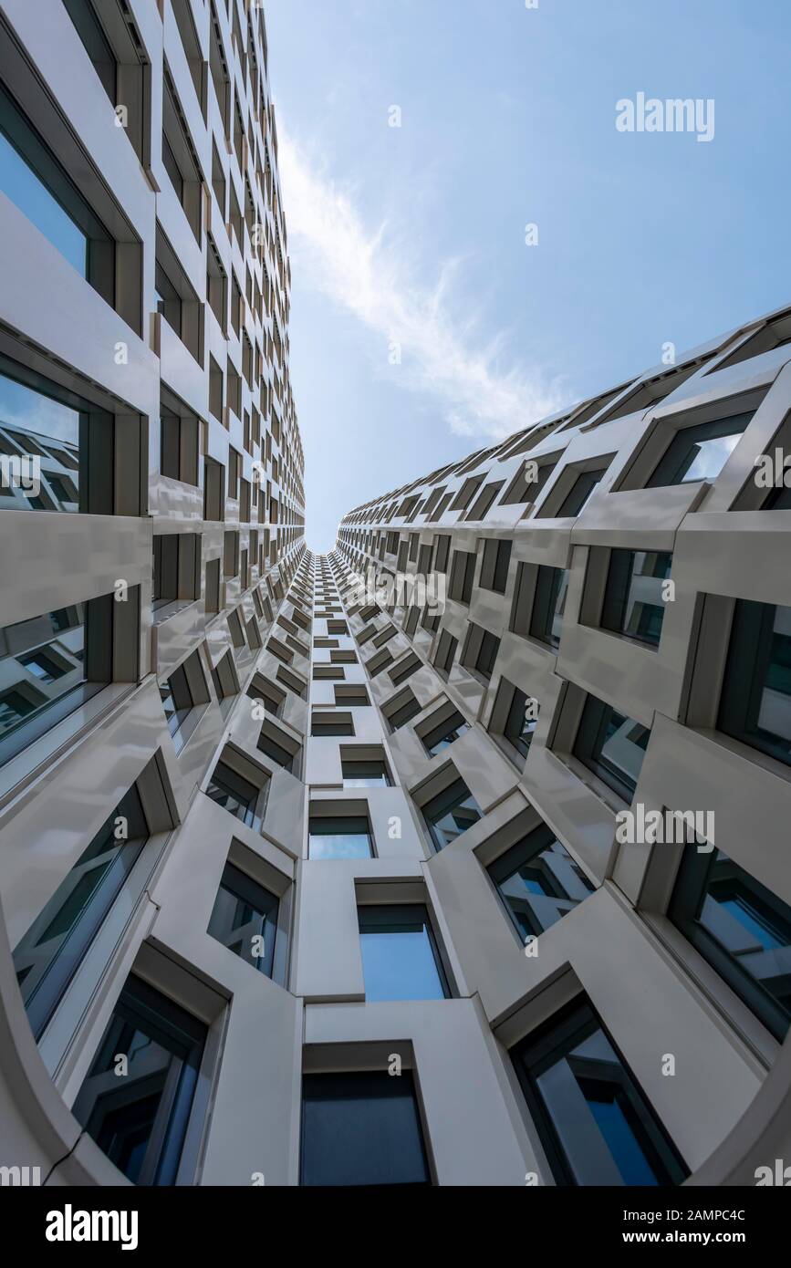 Modern architecture, facade of the Upper West high-rise, Berlin, Germany Stock Photo