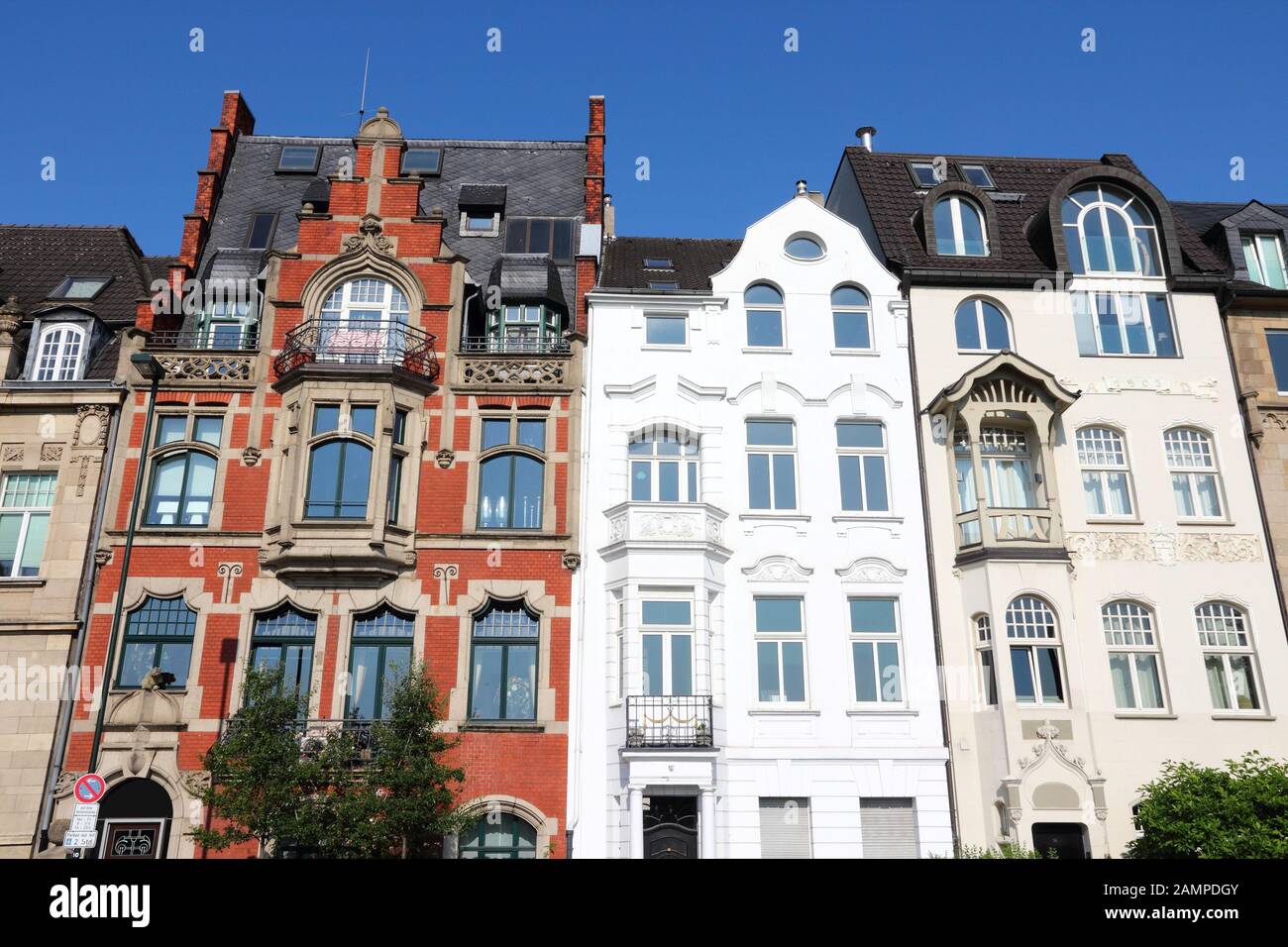 Old apartment buildings in Dusseldorf, Germany. Oberkassel district