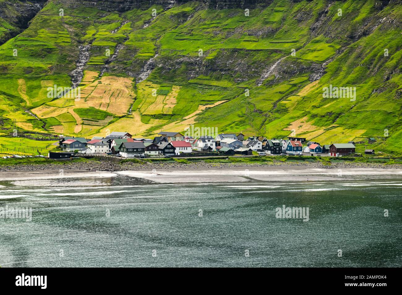 Tjornuvik village beach on Streymoy island, Faroe Islands, Denmark. Landscape photography Stock Photo
