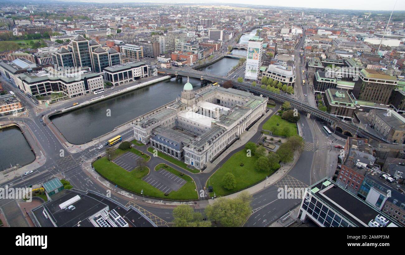 Aerial drone view of Dublin City, Ireland Stock Photo