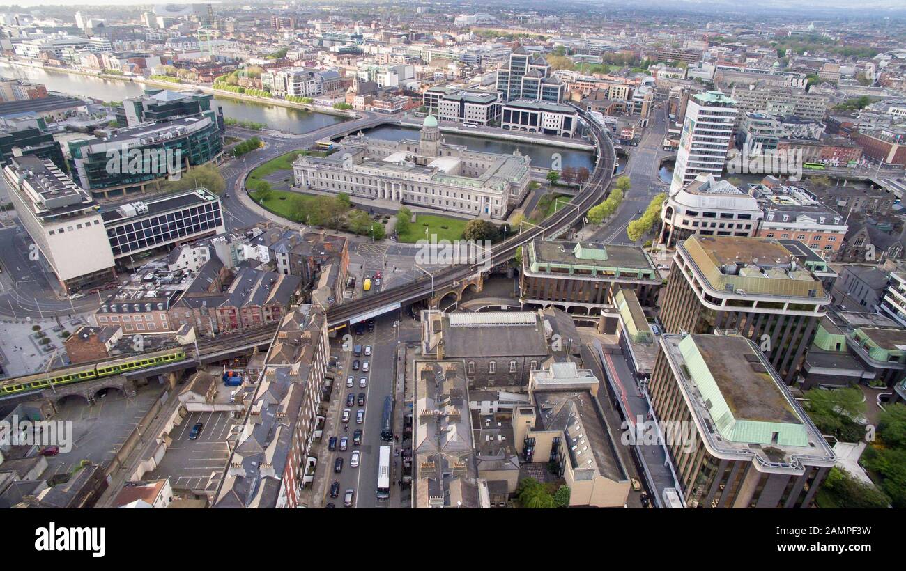 Aerial drone view of Dublin City, Ireland Stock Photo Alamy