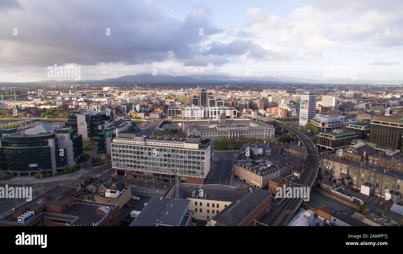 Aerial drone view of Dublin City, Ireland Stock Photo Alamy