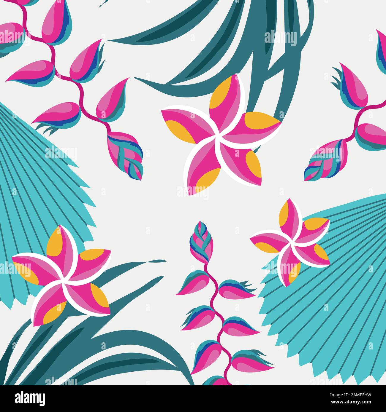 tropical heliconias and flowers exotic pattern Stock Vector Image & Art ...