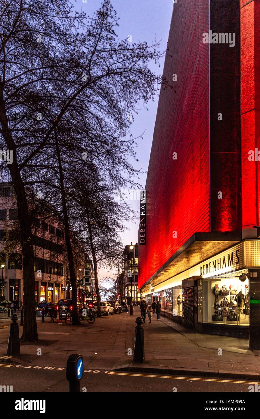 Debenhams department store at Christmas, Vere Street, London W1, England, UK. Stock Photo