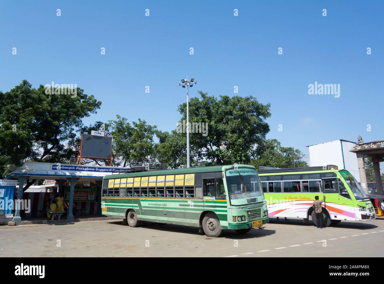 Bus terminal, mahabalipuram, tamil nadu/ India Stock Photo