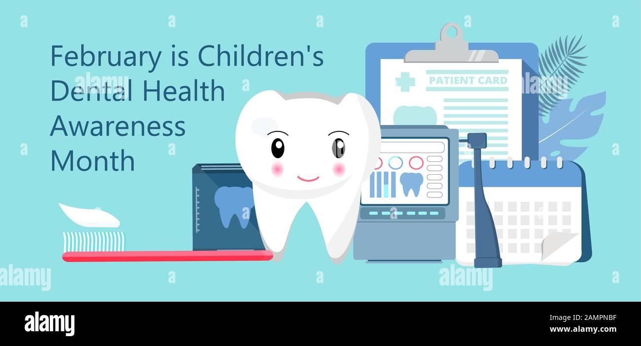 Children's Dental Health Awareness Month in February concept vector