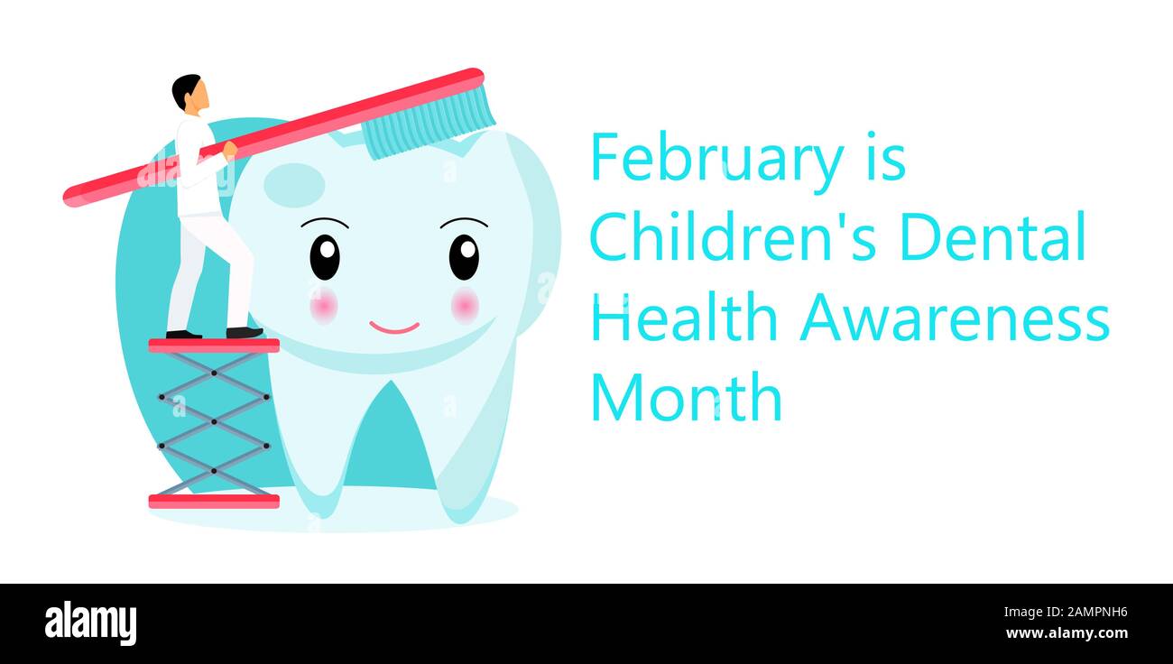 Children's Dental Health Awareness Month in February concept vector