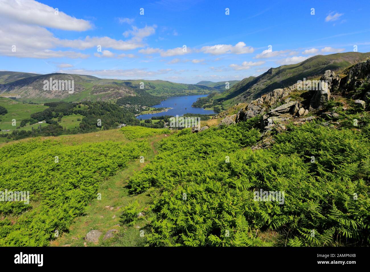 View to Ullswater over Glenridding village, Lake District National Park