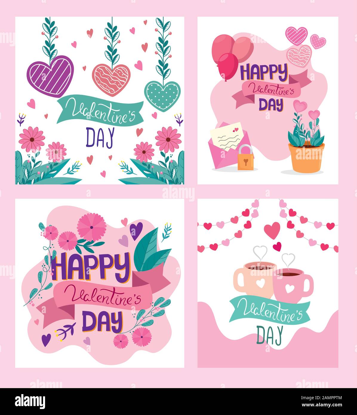 set of happy valentines day cards Stock Vector Image & Art - Alamy