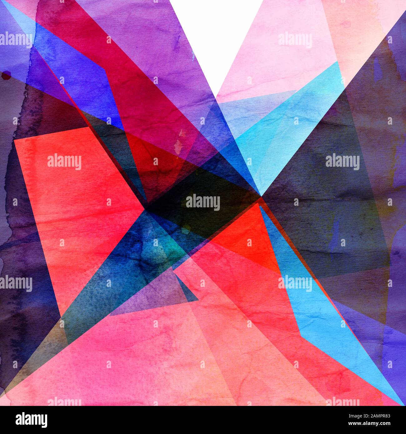 Abstract watercolor background with geometric elements and shapes Stock ...