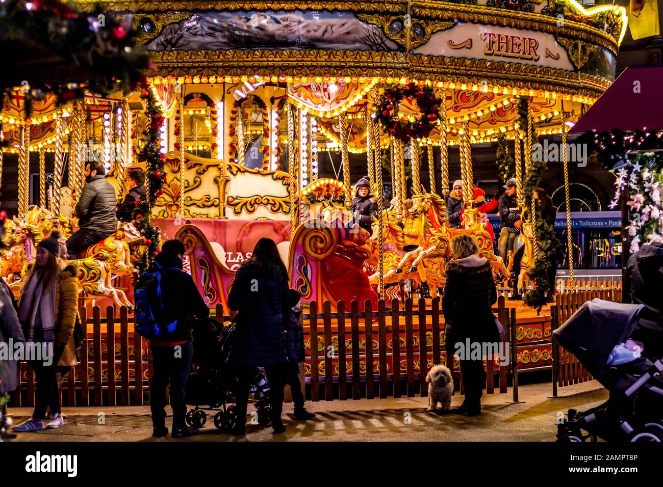 Christmas Fair in Glasgow, George Square, Scotland, UK, 09 December 2019 Stock Photo