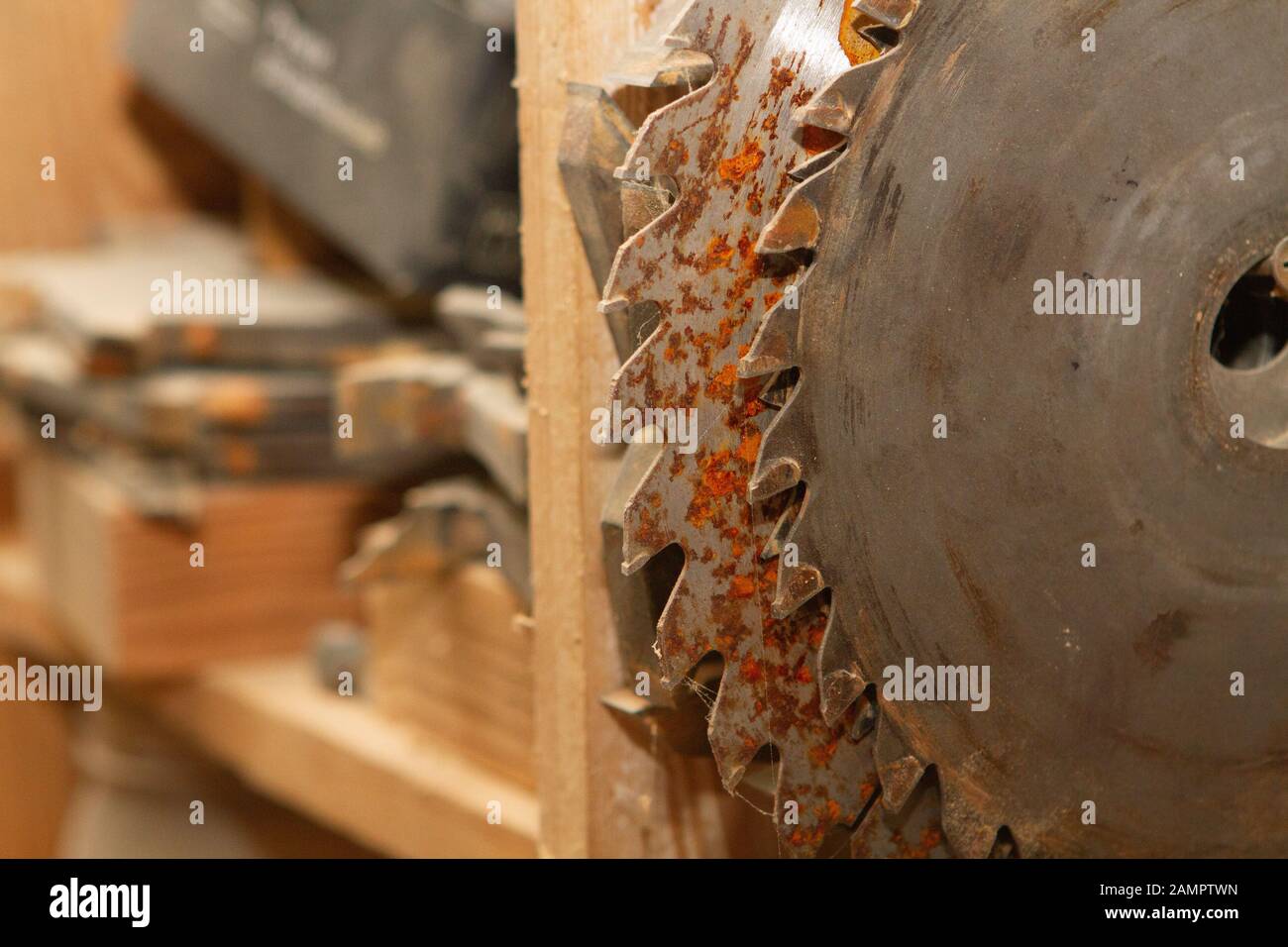 tools for the production of wooden furniture, carpentry shop work Stock Photo