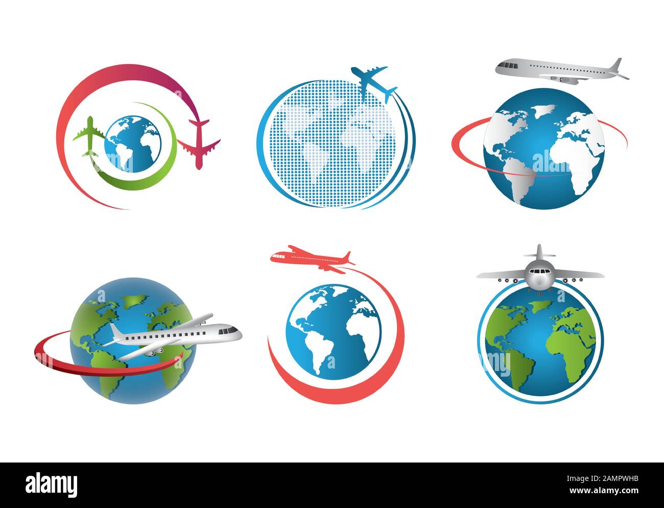 set of airplanes flying around the world Stock Vector Image & Art - Alamy