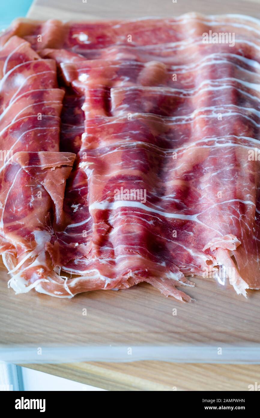 Italian Ham Prosciutto Crudo or Jamon Sausage in Plastic Box Package
