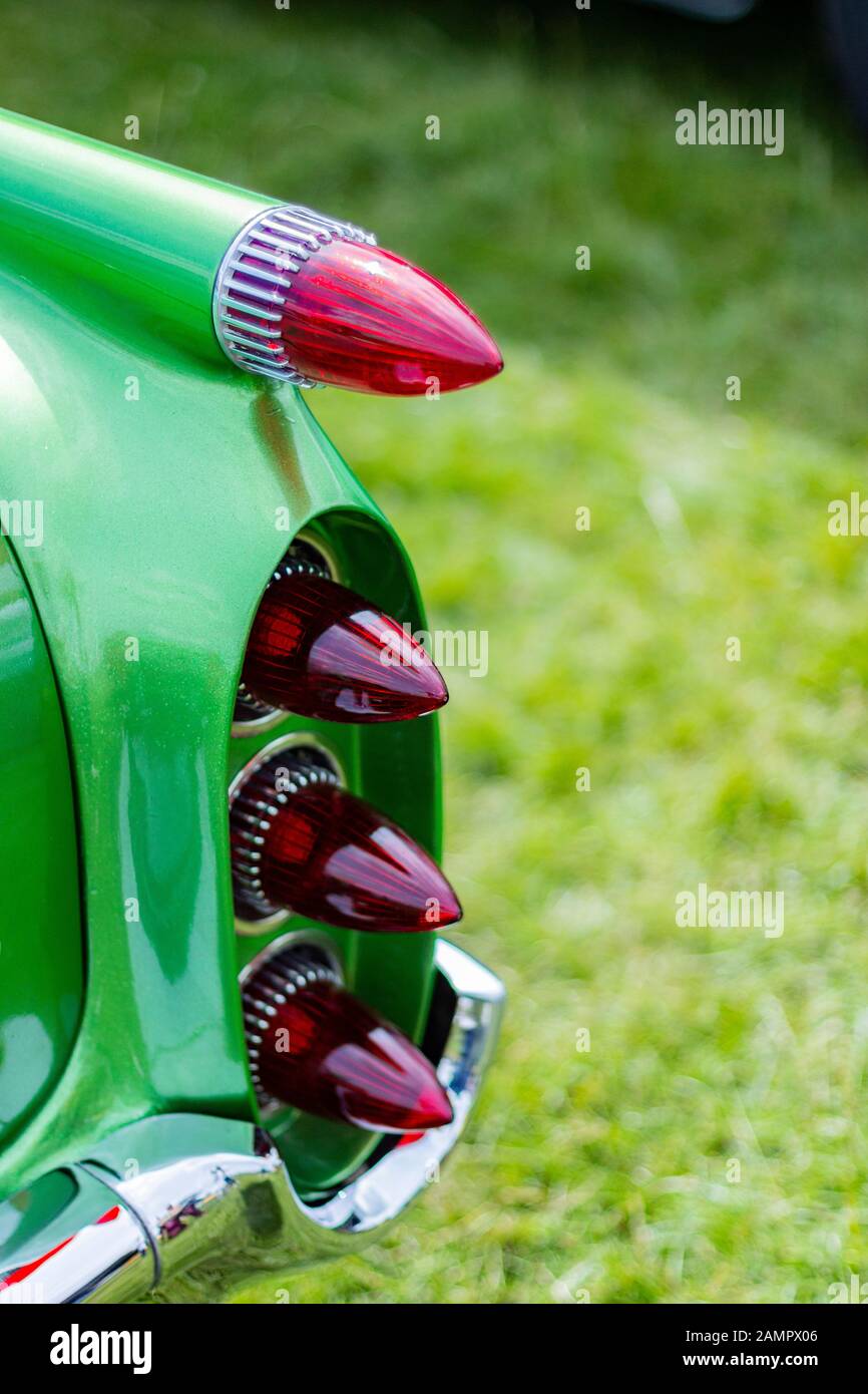 detail of rear lights of classic vintage American car at Stars ...