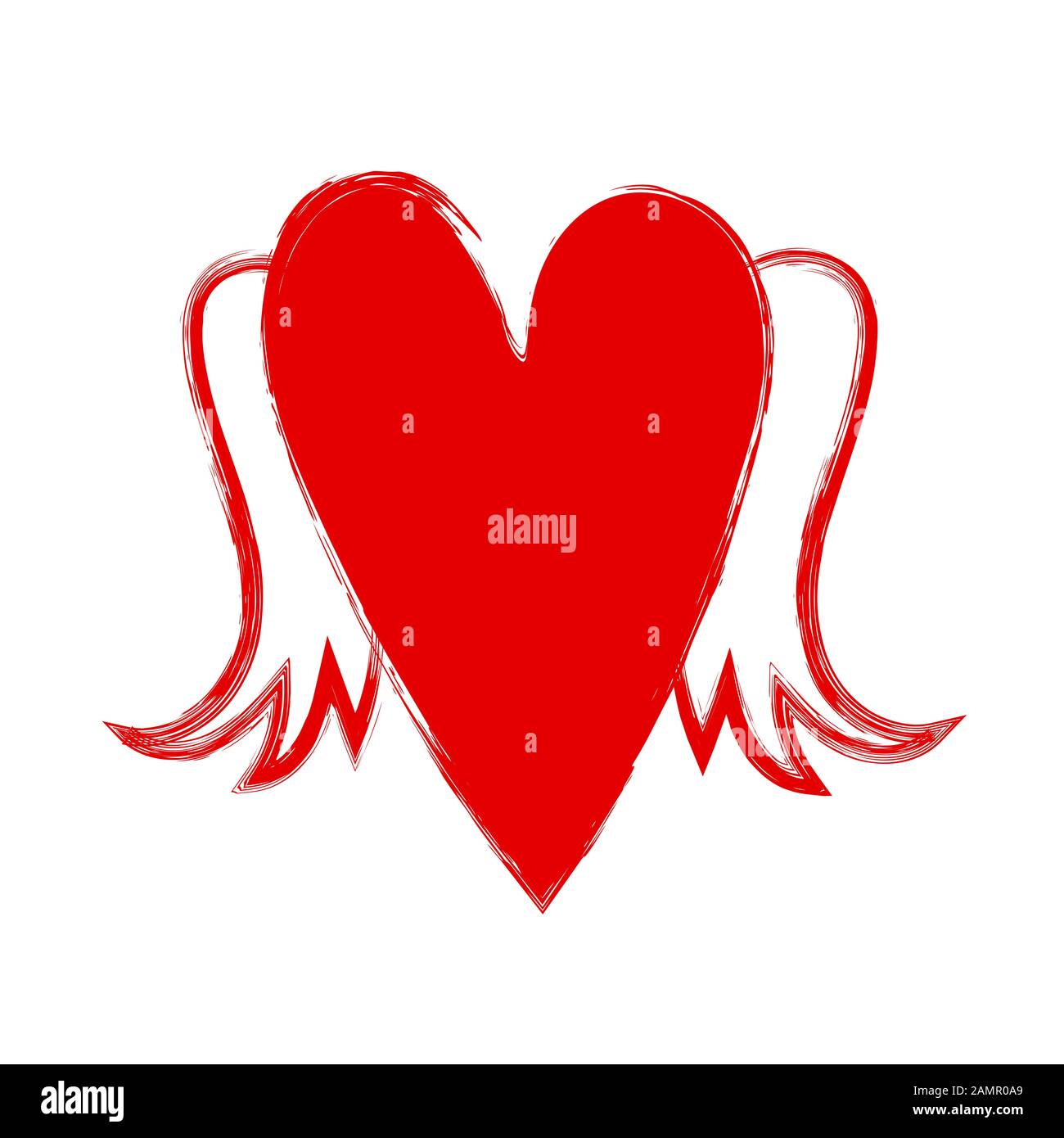 Red heart in grunge style isolated on white background Stock Vector
