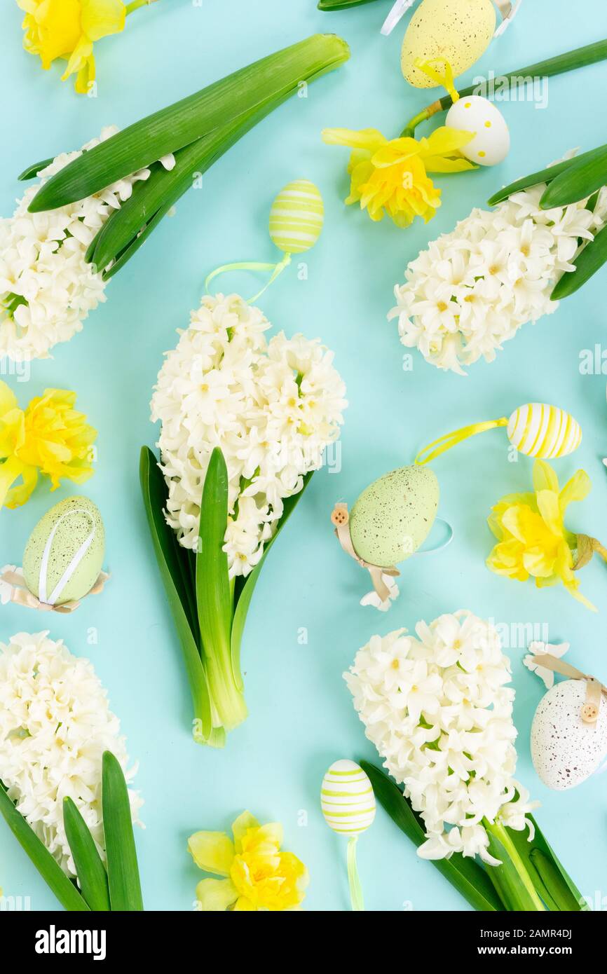 Easter scene with colored eggs Stock Photo - Alamy