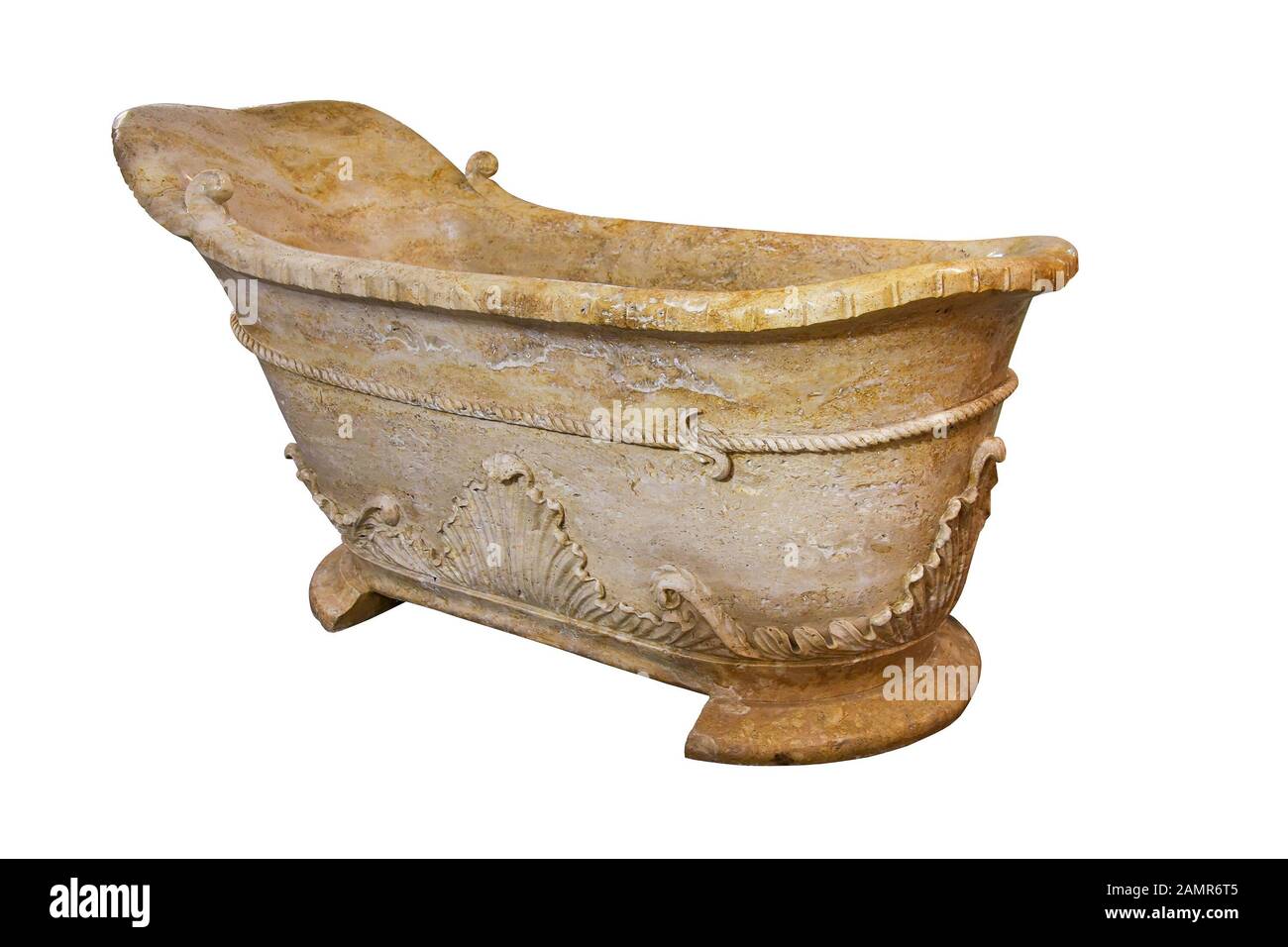 Old marble bathtub isolated included clipping path Stock Photo