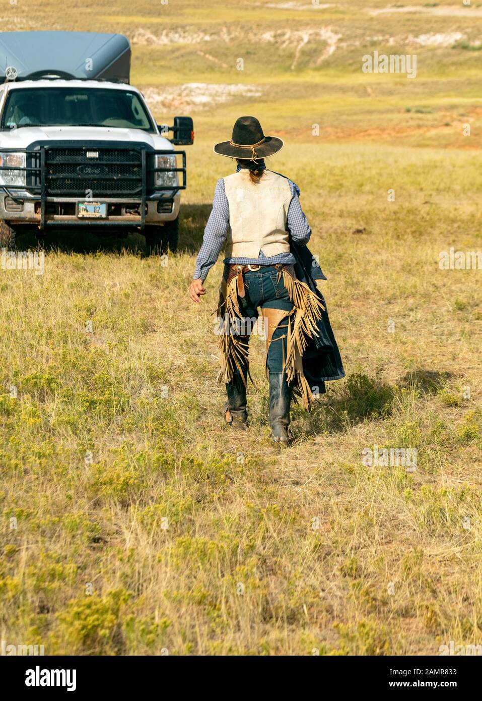 WY04072-00...WYOMING - Woman ranch hand on the Willow Crek Ranch. Stock Photo
