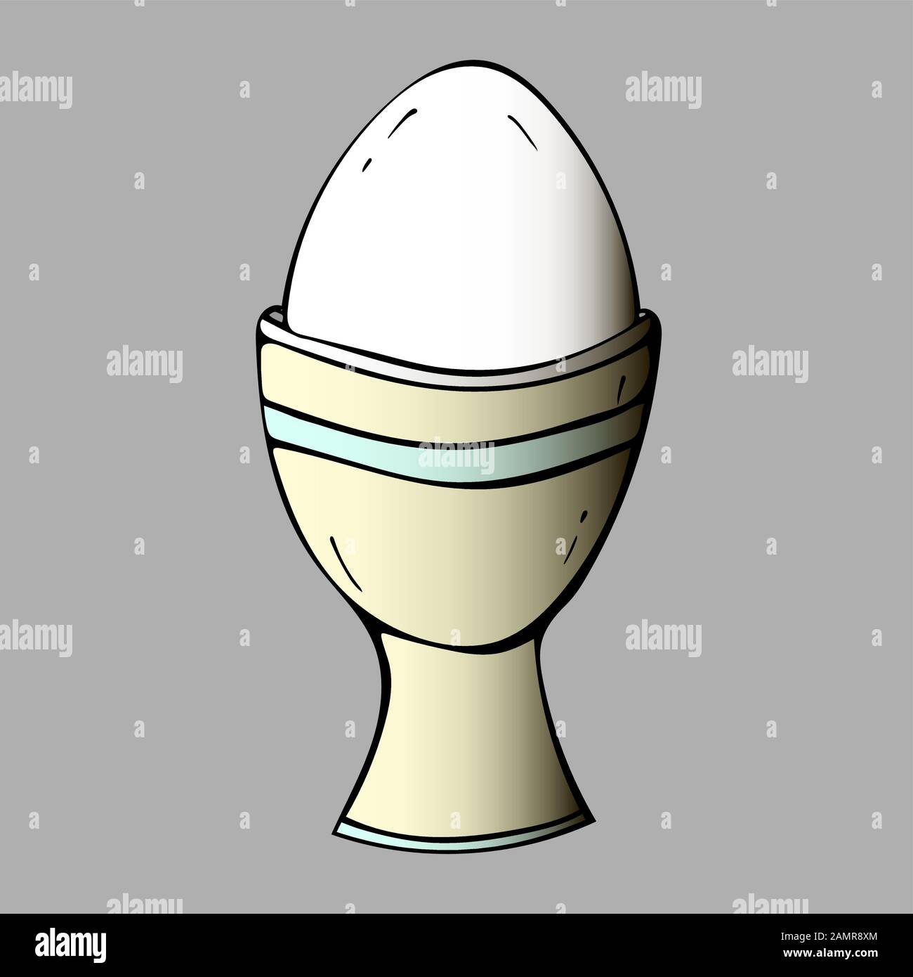 boiled egg in an egg cup isolated on background. Vector illustration Stock Vector
