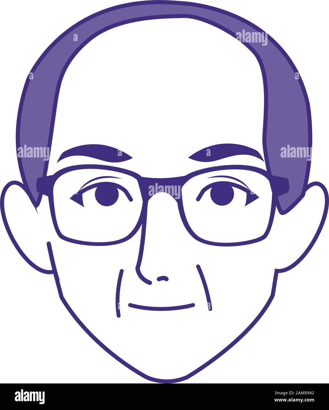 old man with glasses icon, flat design Stock Vector