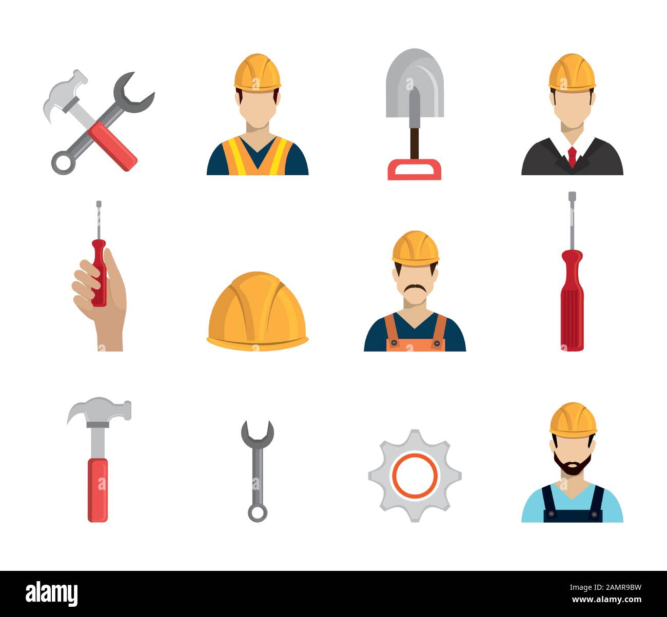 set workers construction and icons Stock Vector Image & Art - Alamy