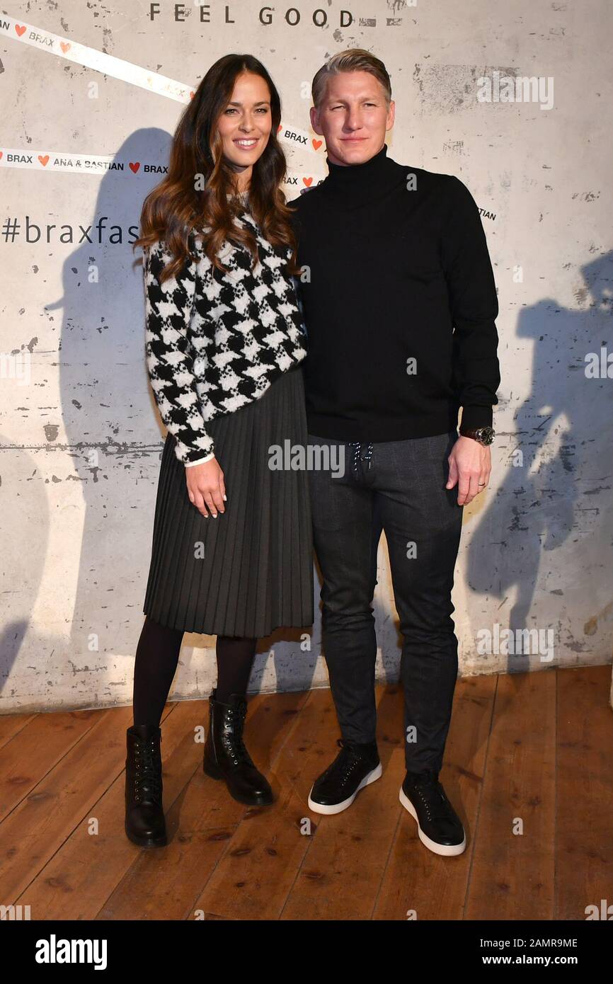 Berlin, Germany. 14th Jan, 2020. Bastian Schweinsteiger, national football  player, and his wife Ana Schweinsteiger-Ivanovic are brand ambassadors for  the fashion company BRAX. Schweinsteigers come to a customer event in the  building 