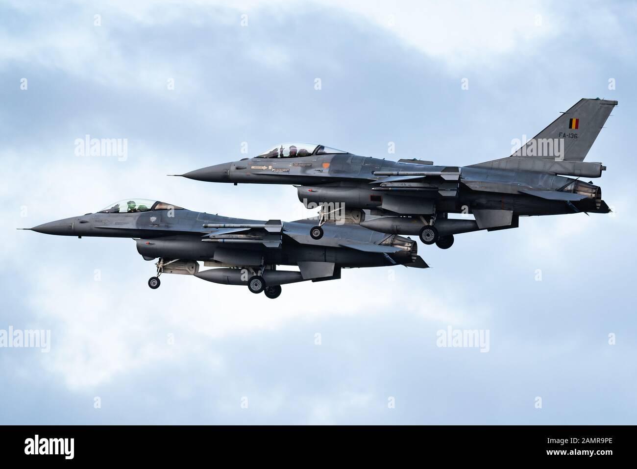 A General Dynamics F-16 Fighting Falcon fighter jet of the Belgian Air Force. Stock Photo