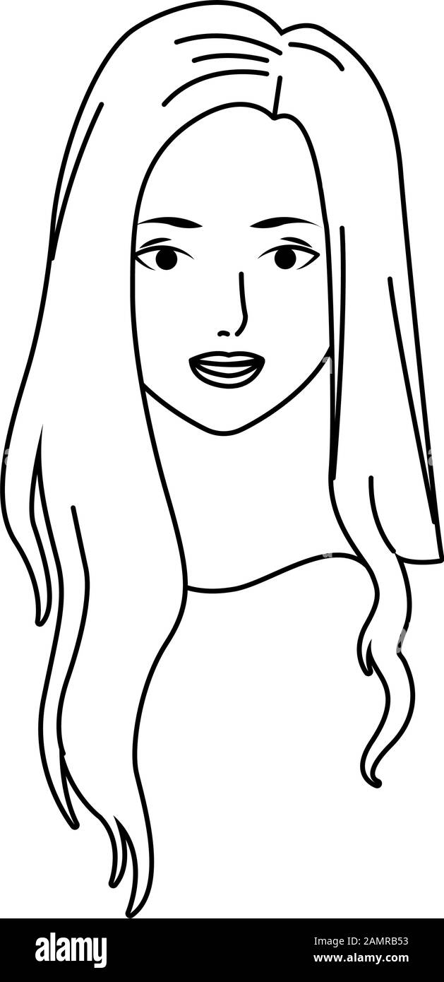 young woman with long hair, flat design Stock Vector Image & Art - Alamy
