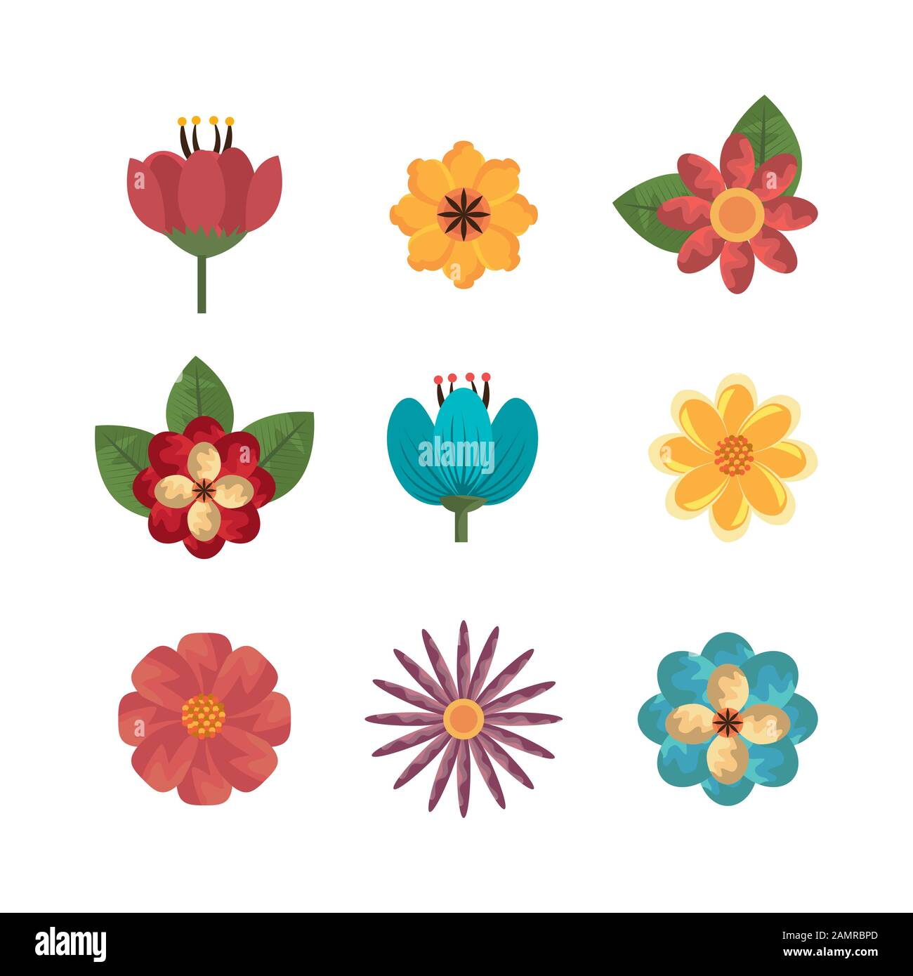 bundle of flowers naturals icons Stock Vector Image & Art - Alamy
