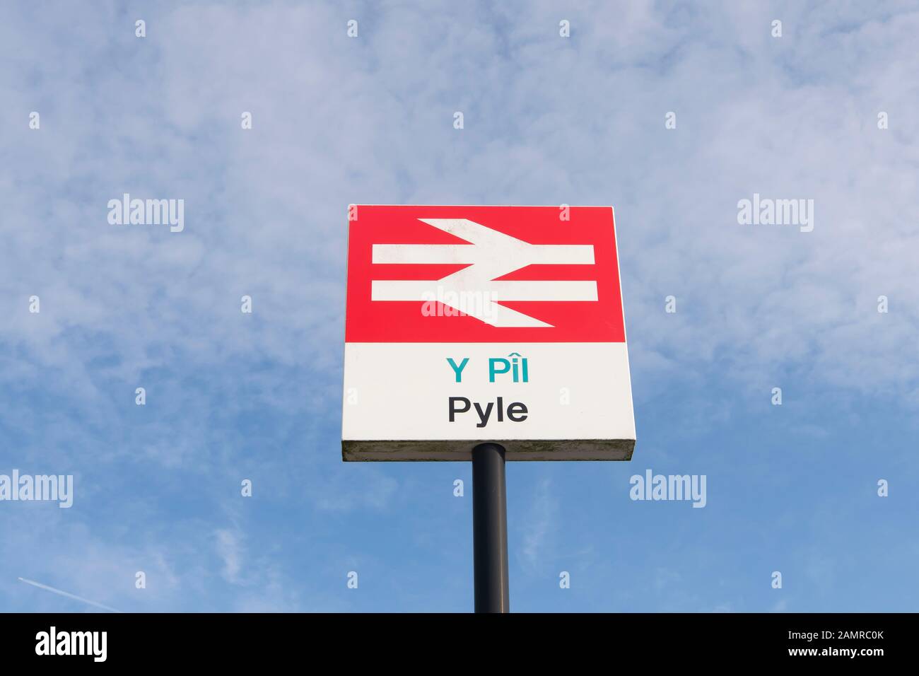 A Pyle train station sign in Pyle, Wales, UK Stock Photo Alamy