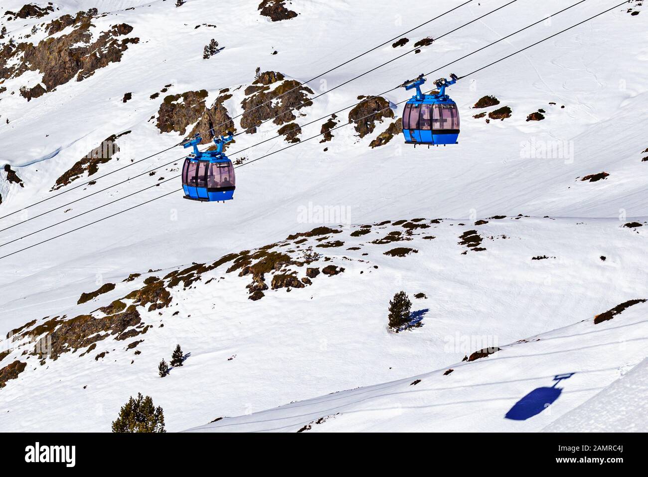 Cabin of the cable car lift at the ski resort Stock Photo - Alamy
