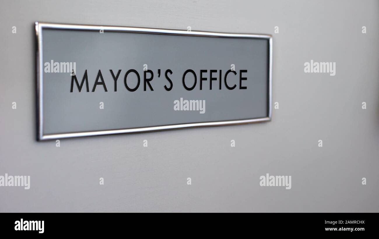 Lectern Sign Mayor Mayor office door, municipal government official, city authorities ...
