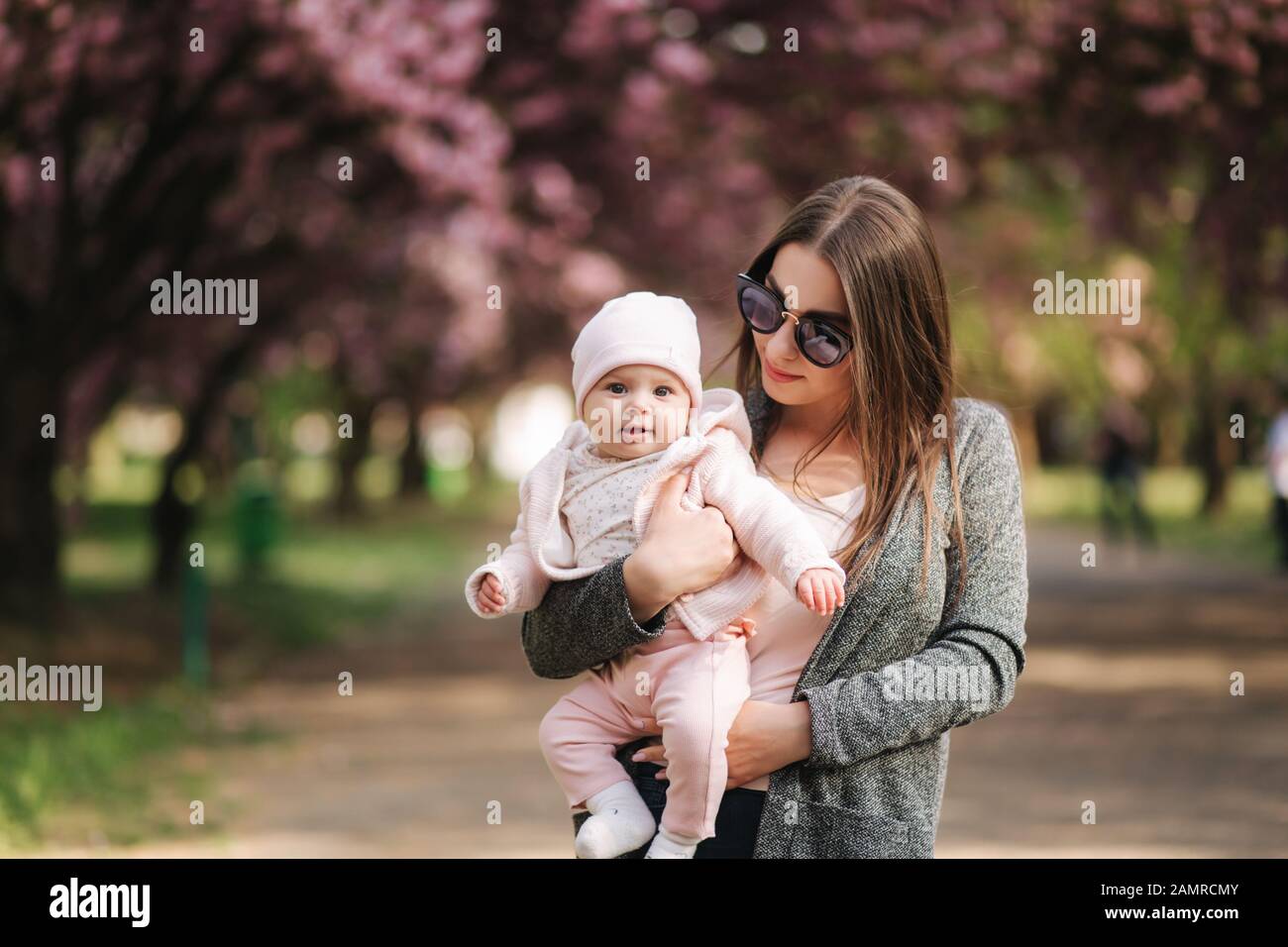 beautiful mom with cute baby