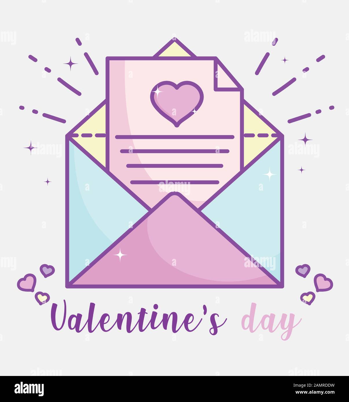 happy valentines day, mail envelope letter hearts love romantic vector ...