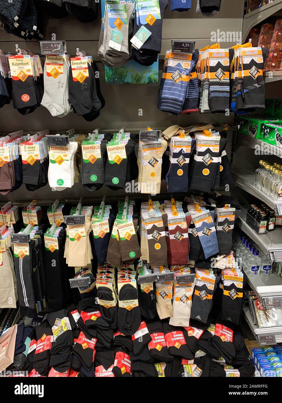 Frankfurt, Germany - Dec 27, 2019: Multiple socks for men women for sale  manufactured by NurDen and other brands in German supermarkets Stock Photo  - Alamy