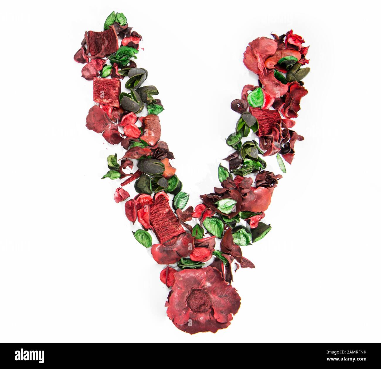 Latin alphabet letter made from dry rose flowers Stock Photo Alamy