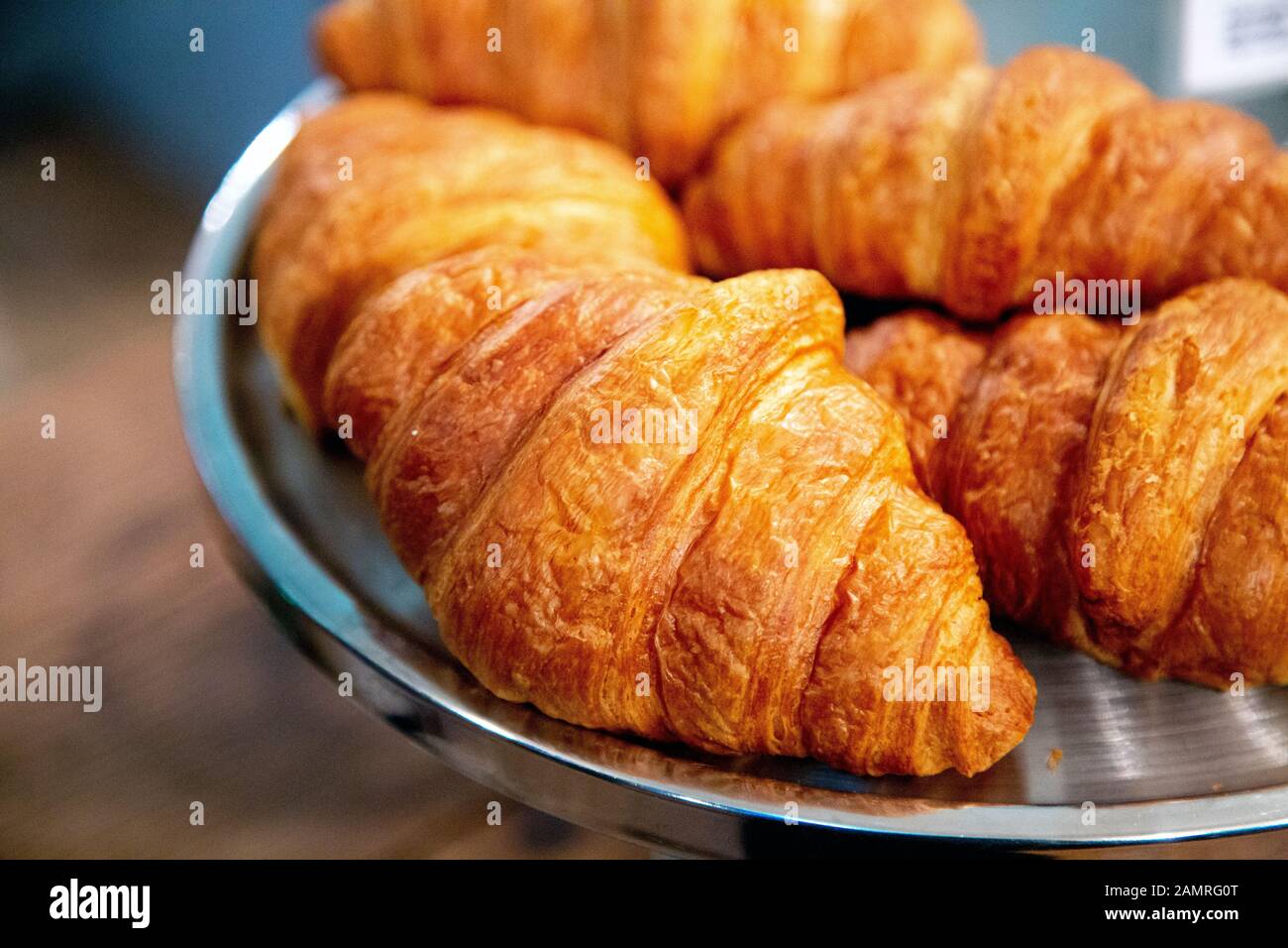 Delicious croissants at Fitzbillies Cafe, Cambridge, UK Stock Photo