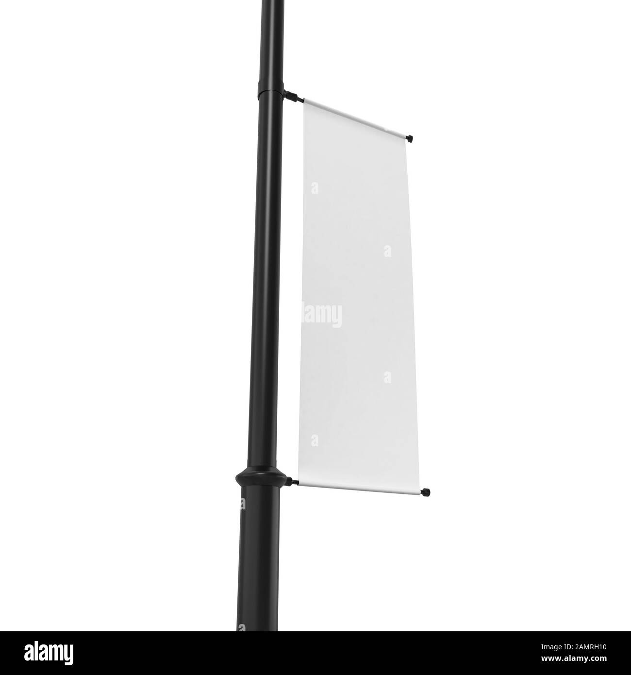 White Lamp Post Banner Mockup, blank advertisment 3d Rendering isolated on  white background Stock Photo - Alamy