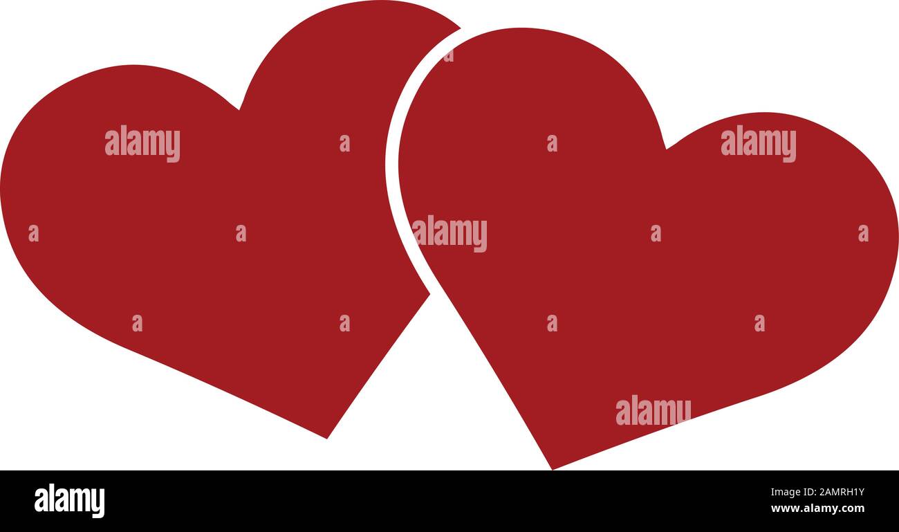 Two red hearts Stock Vector