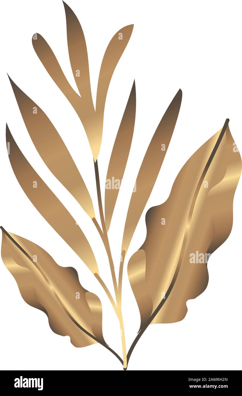tropical heliconia and leafs exotic golden decoration Stock Vector ...