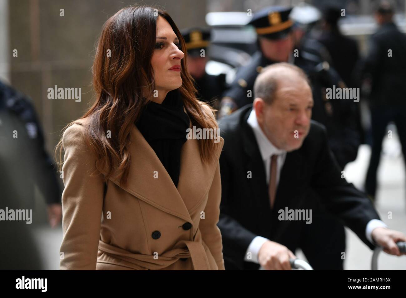 Donna Rotunno and Harvey Weinstein enter New York City Criminal Court on January 14, 2020 in New York City. Weinstein, a movie producer whose alleged Stock Photo