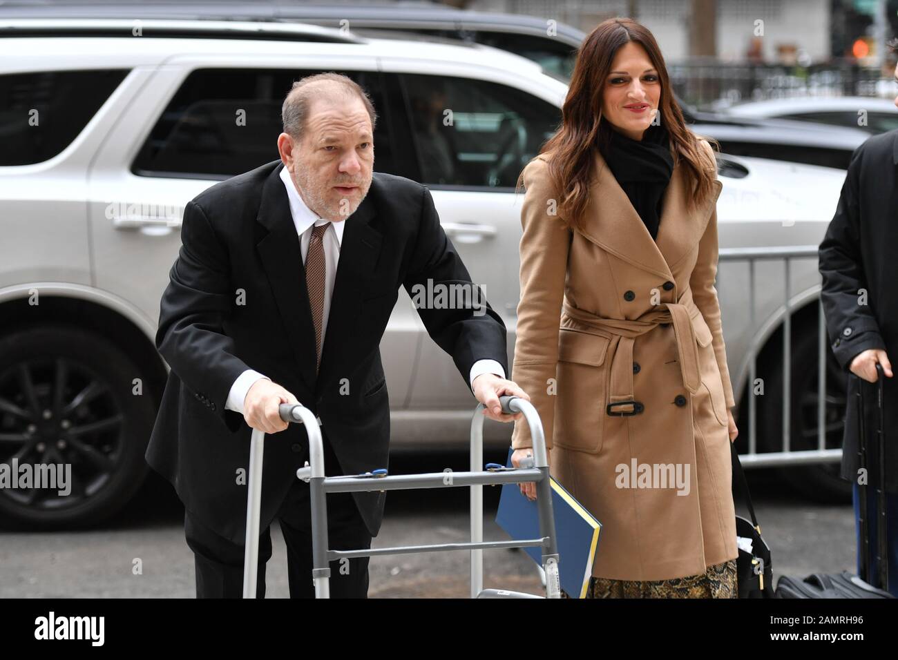 Harvey Weinstein and Donna Rotunno enter New York City Criminal Court on January 14, 2020 in New York City. Weinstein, a movie producer whose alleged Stock Photo