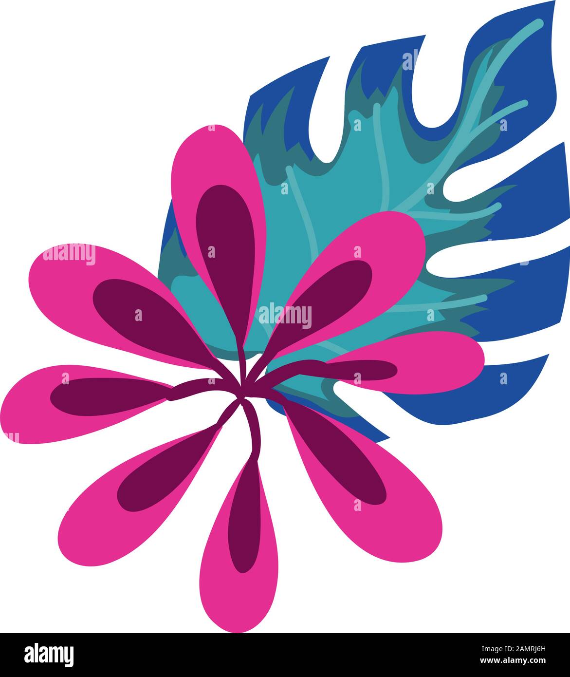 beautiful and tropical flower with leaf plant Stock Vector Image & Art ...