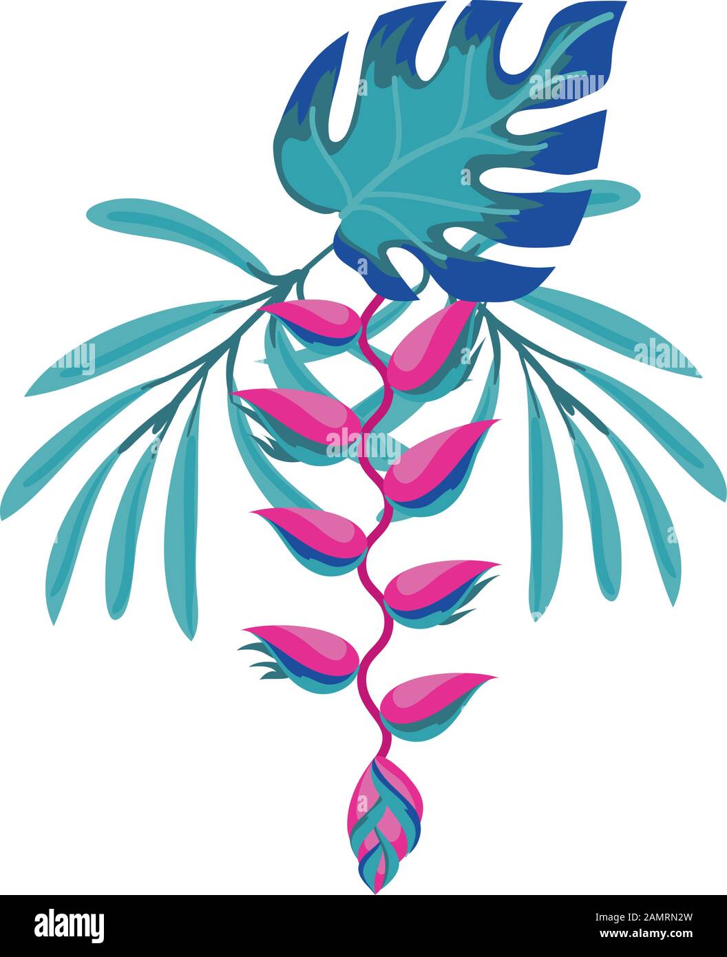 tropical heliconia and leafs exotic plant Stock Vector Image & Art - Alamy