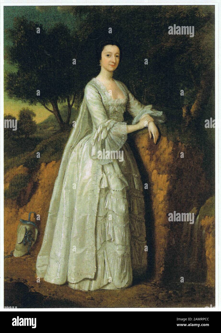 (Presumedly) Elizabeth Montagu (1718 â€“ 1800) in a landscape by Edward Haytley (died 1761).  Other information  Sotheby's New York, Old Master Paintings, May 26, 2005, Lot 13. Painting: oil on canvas, 20 x 16 inches. Provenance: -With Arthur Ackermann & Son, London. -Private collection.; circa 1744 date QS:P,+1744-00-00T00:00:00Z/9,P1480,Q5727902 (and certainly before 1761); Original publication: GB (now UK) Imte source: Sammlung Fane de Salis & Sotheby's.; Edward Haytley (Life time: died 1761); Stock Photo