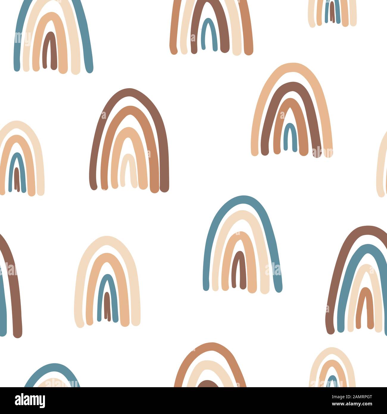 Cute rainbows seamless pattern. Trendy background for textile and